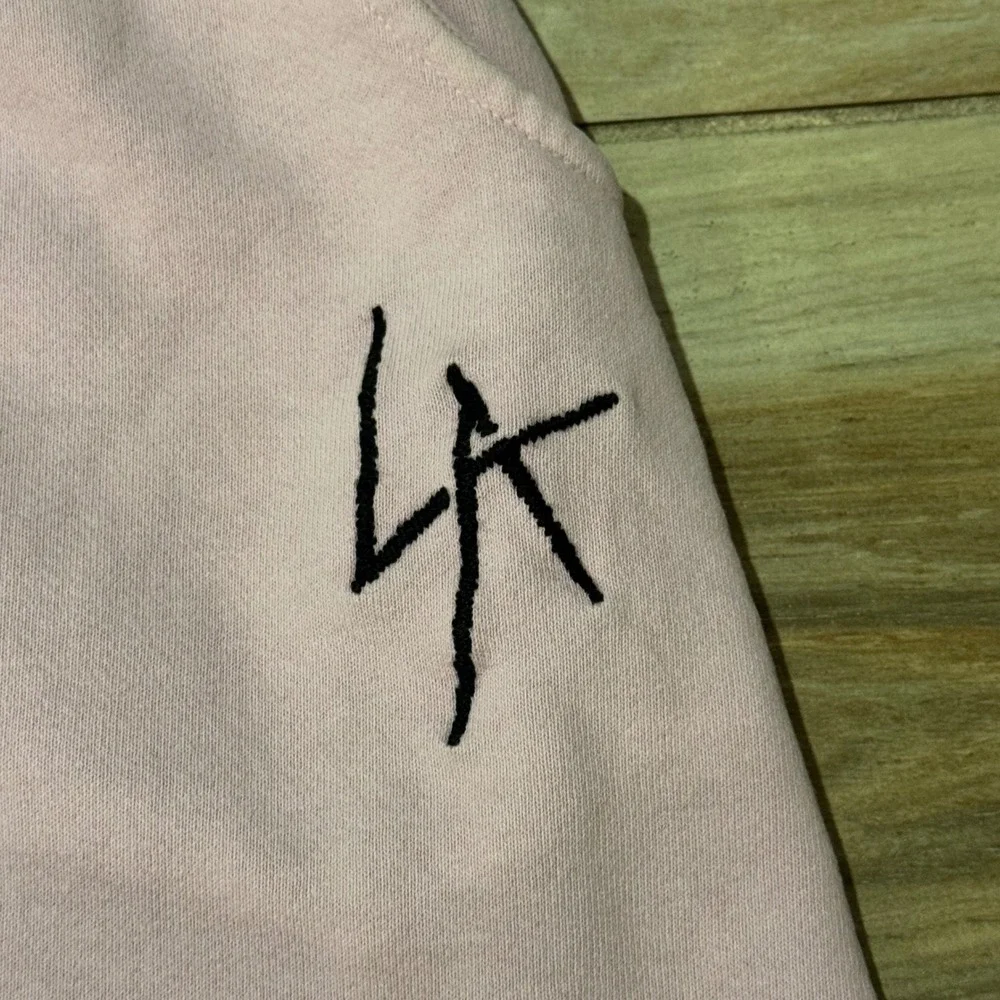 Local Authority Los Angeles Pink Sweat Shorts LA Logo Raw Hem Small